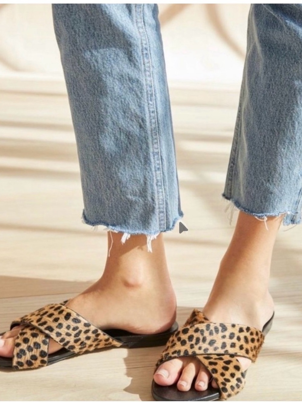 Jenni Kayne Leopard Hair Cross-Band Slide Sandals EU39